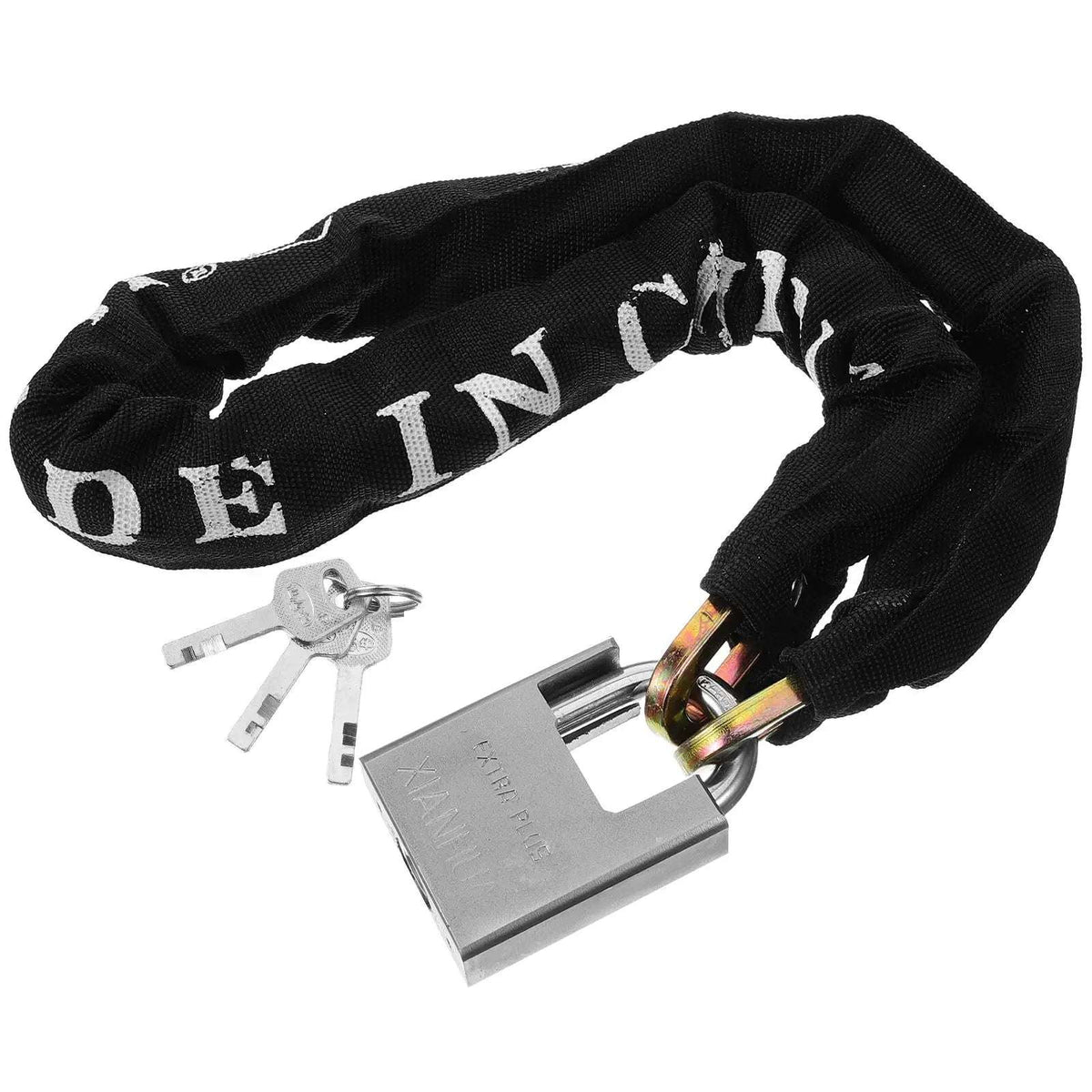 High security mountain bike lock with steel cable and horseshoe ring
