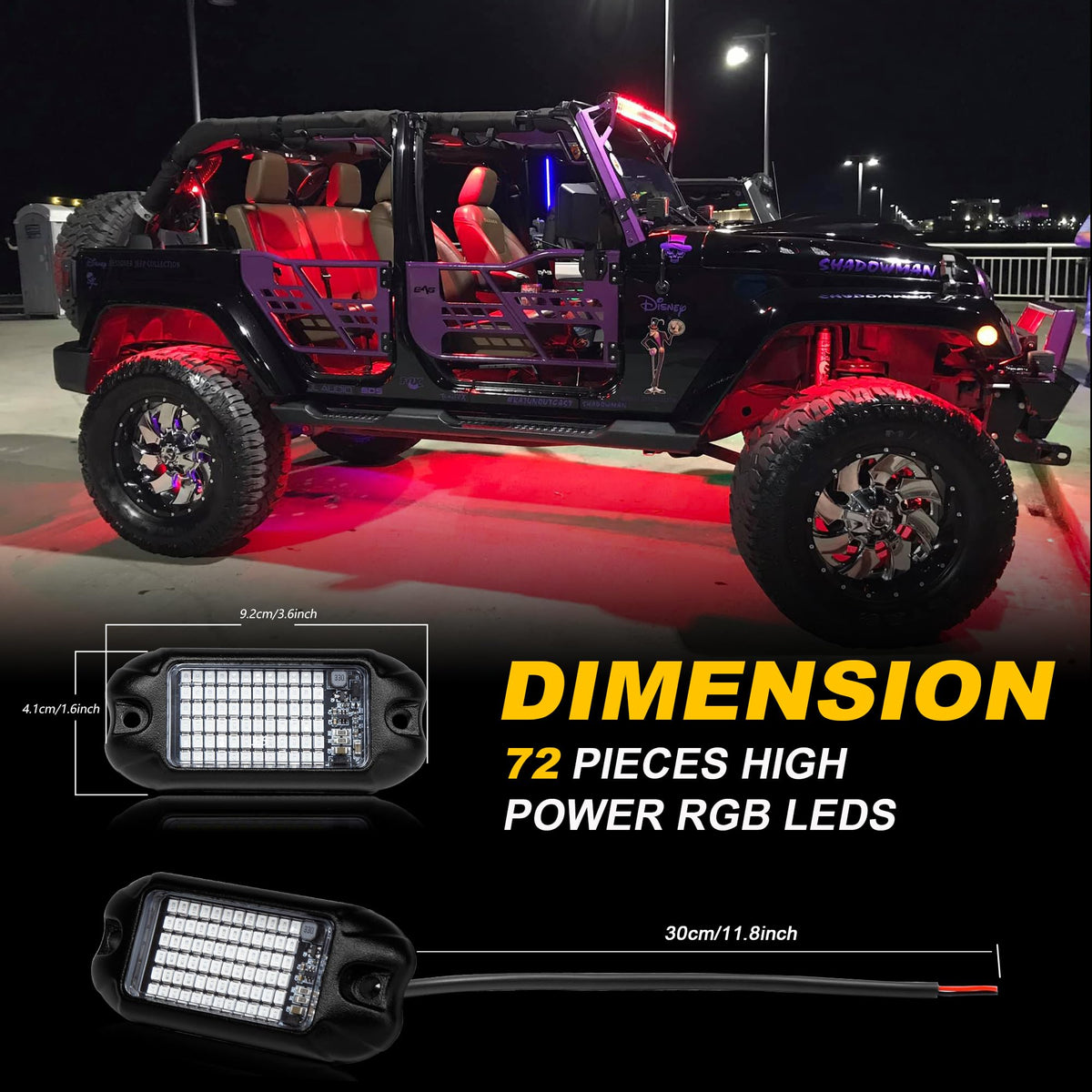 IP68 waterproof rock lights for jeep truck ATV UTV