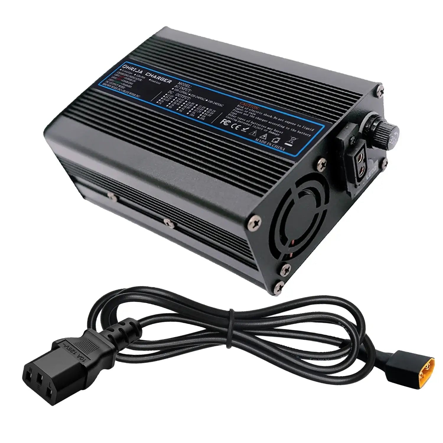 58.8V 8A Quick Lithium Battery Charger for 14S 48V Li-ion Packs Durable Aluminum Shell Customizable Detachable Plug
