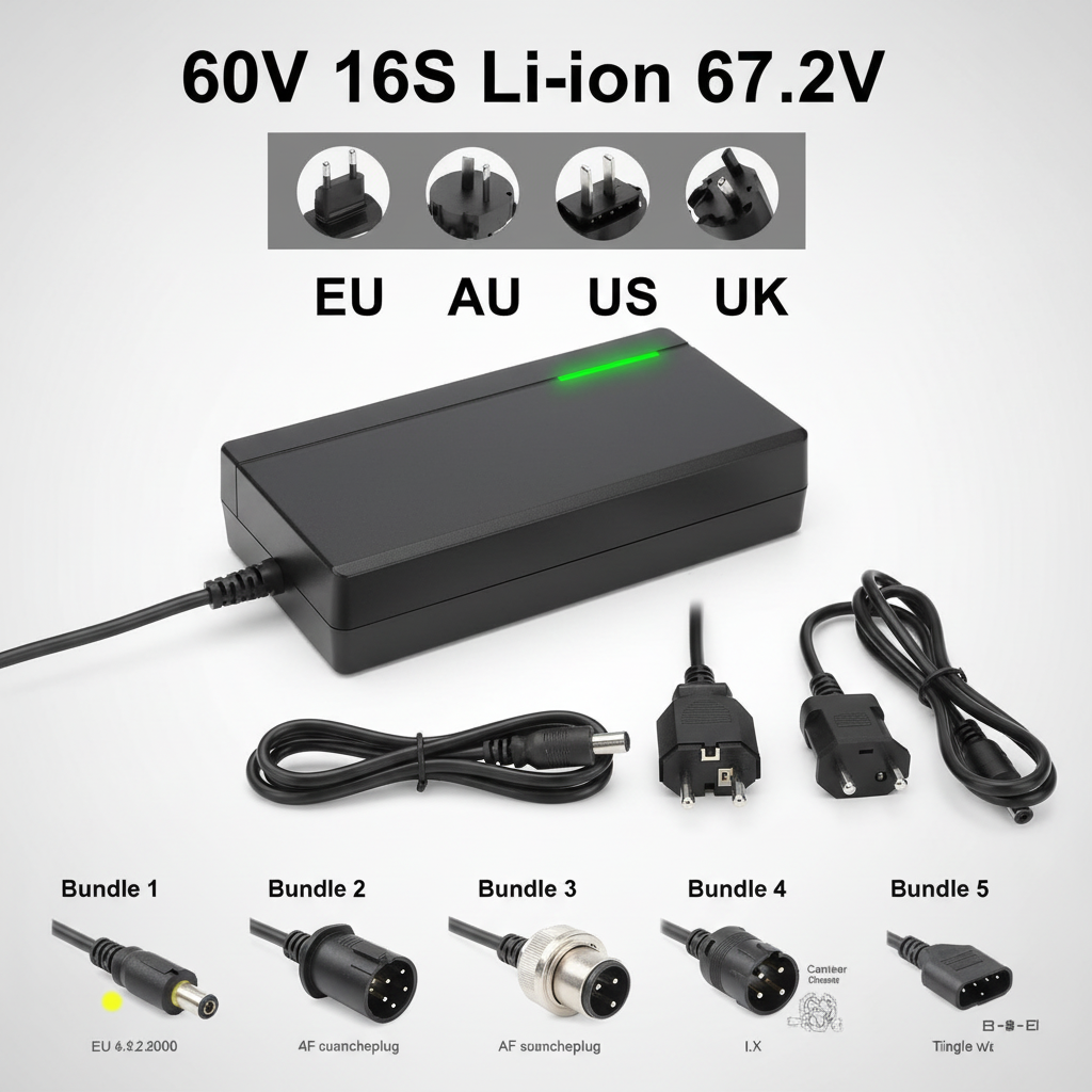 Intelligent fast charger for lithium-ion batteries with digital LCD display showing charging status