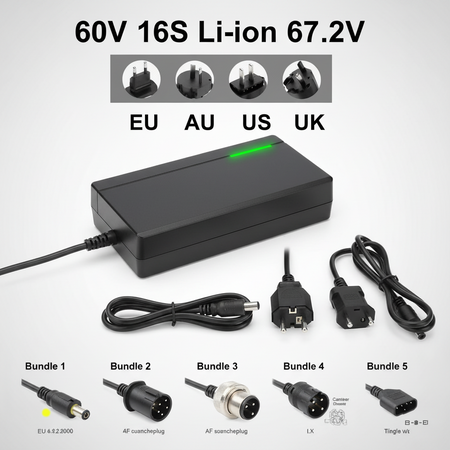 Intelligent fast charger for lithium-ion batteries with digital LCD display showing charging status