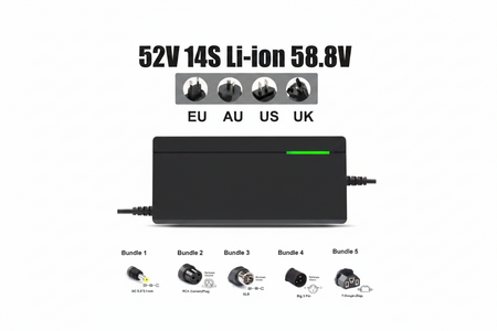 Intelligent fast charger kit for lithium-ion batteries including power cable and manual