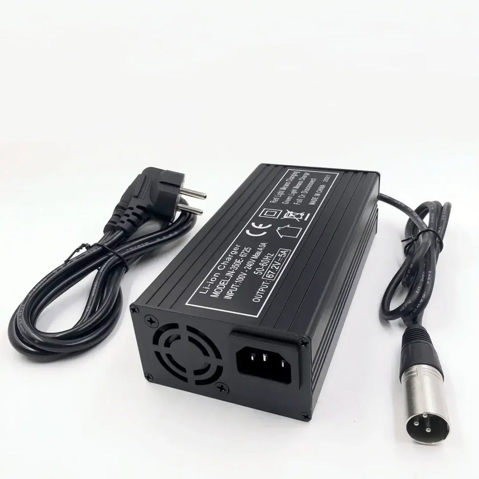 60V Fast Charger 67.2V/5A Fast Charger For 16S 60V lithium Battery Charger XLR Connector Strong Heat Dissipation