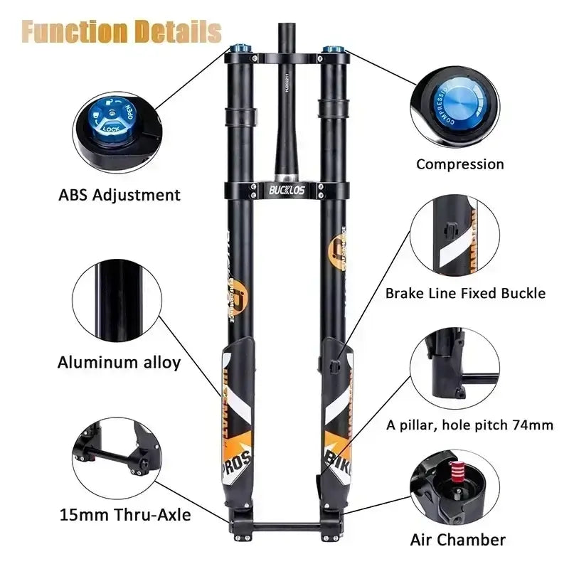 Inverted Design MTB Fork with Manual Lockout and Air Pressure Adjustment