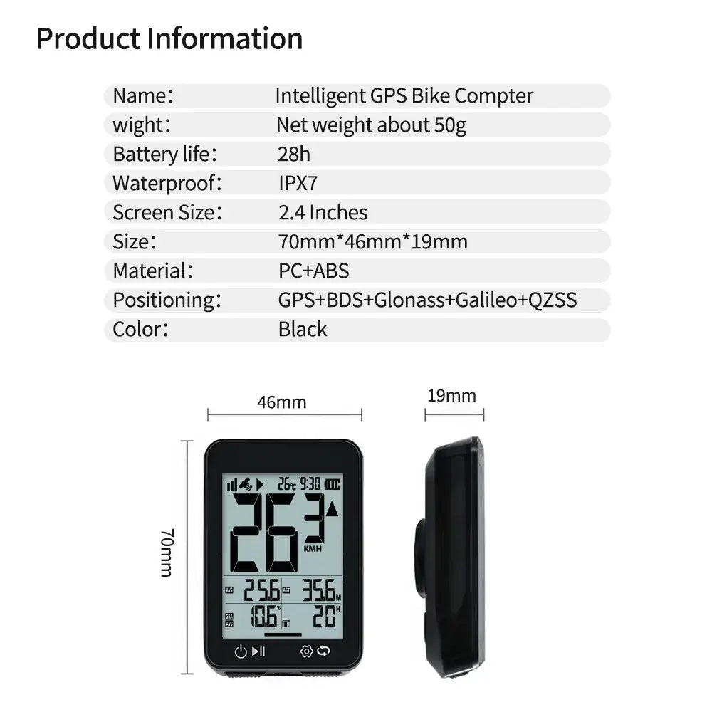 JOYCUNE GPS cycle computer mounted on bike handlebar bracket