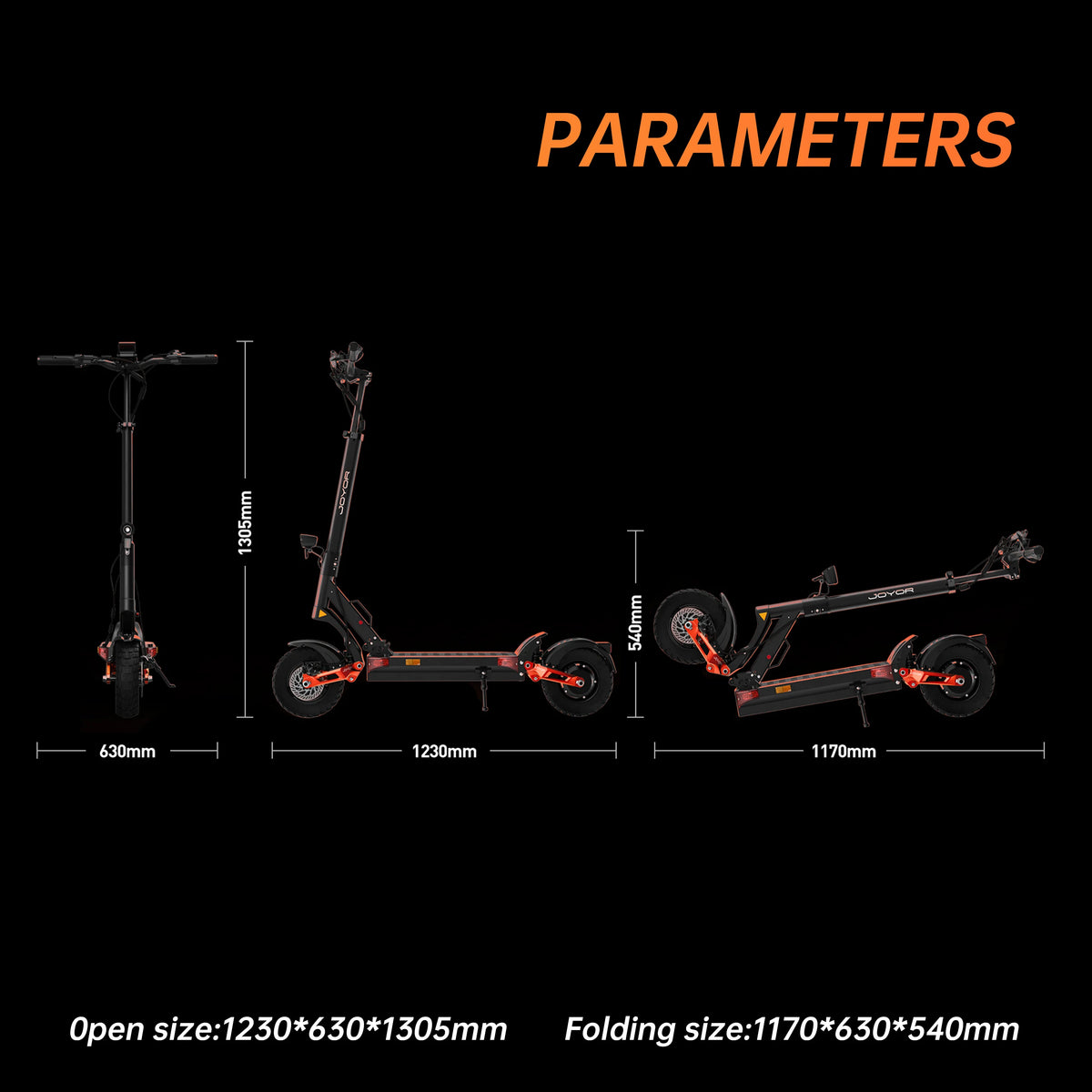 JOYOR T10 Off-Road Electric Scooter side profile