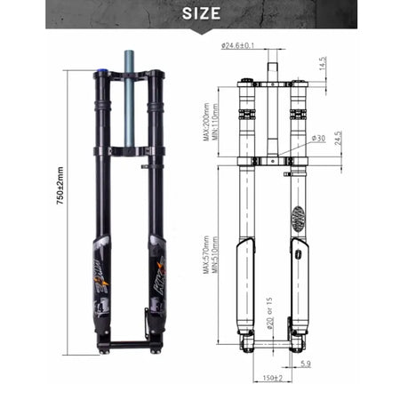 KKE 150mm Fat Bike Front Fork for 20-26 Inch Electric Fat Tire Bikes