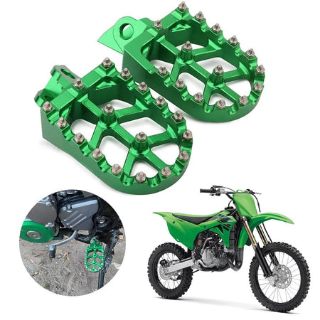 Kawasaki KX250 KX450 dirt bike foot pegs 30 percent wider platform