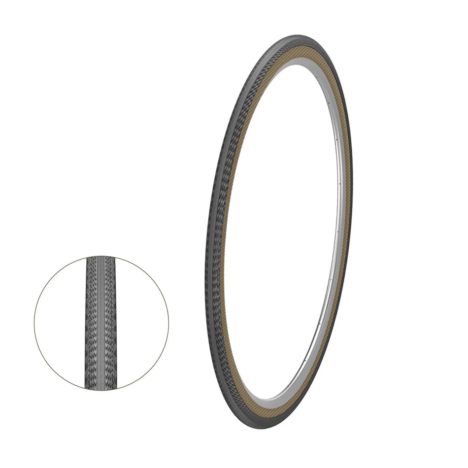 Kenda road bike tire 700x25C retro yellow sidewall for smooth commuting