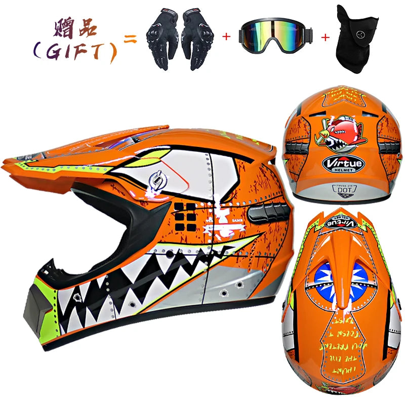 Kids riding helmet with goggles set