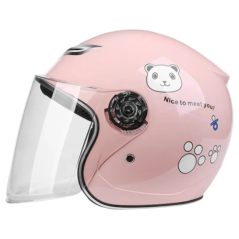 Kids safety helmet front view cartoon print ABS helmet
