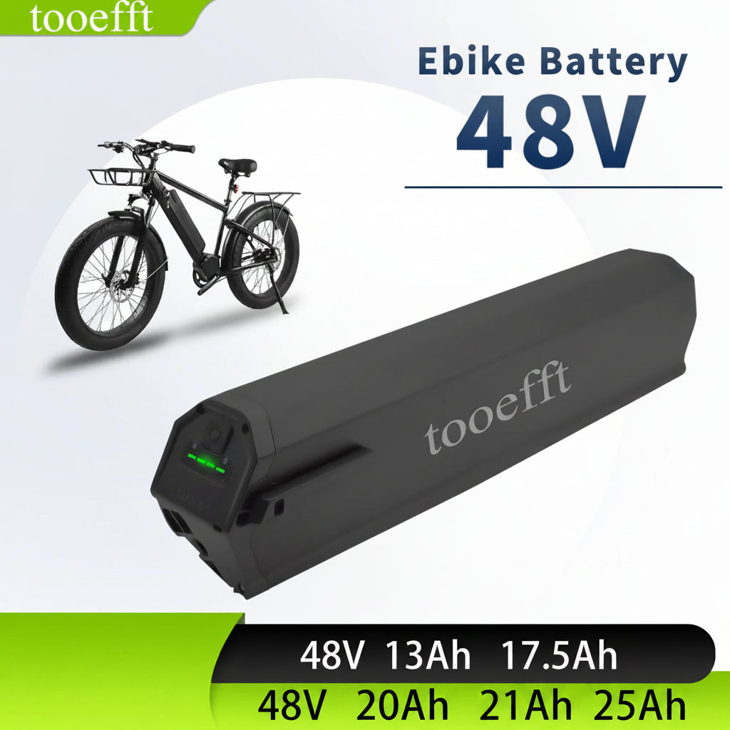 L460mm Reention Dorado 48V battery slotted inside an NCM e-bike down-tube frame