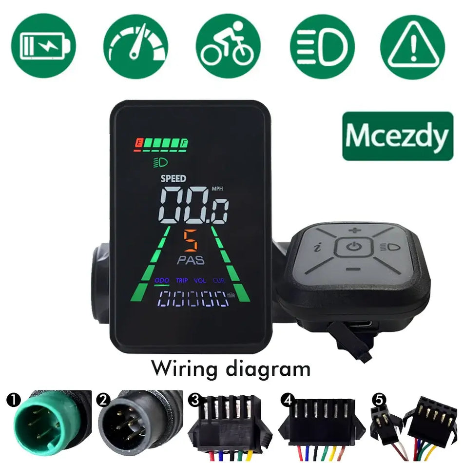 L5 LCD display meter dashboard for 24V 36V 48V 60V electric bicycles