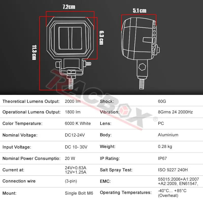 LED motorcycle spotlight with high brightness
