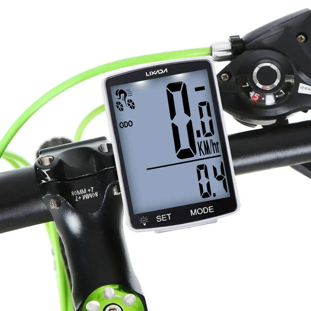 LIXADA wireless bike computer with clear black and white LCD display