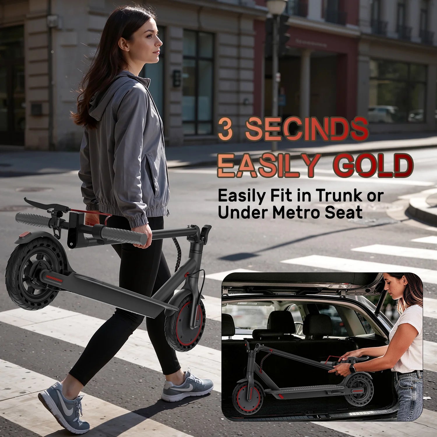 Lightweight Folding E Scooter with Solid Tires