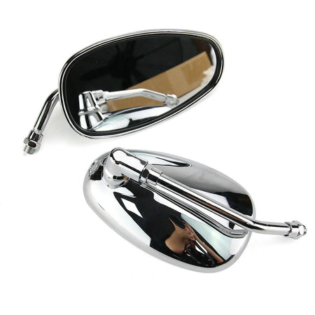 Lightweight chrome finish motorcycle mirrors with 10mm mounting