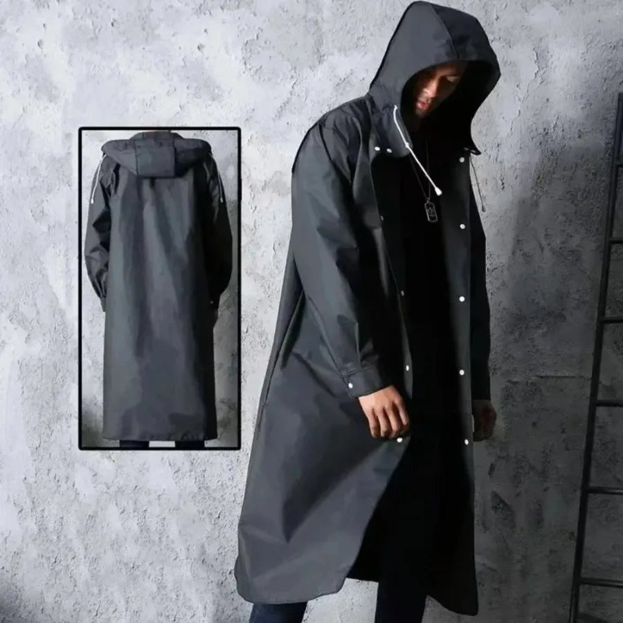 Lightweight portable clear rain poncho folded in compact travel-sized packaging