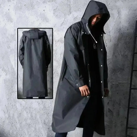 Lightweight portable clear rain poncho folded in compact travel-sized packaging