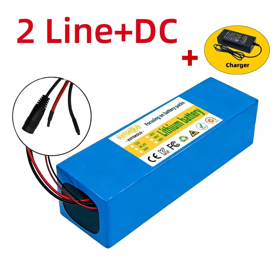 48V 10Ah Lithium-ion Rechargeable Battery 13S4P Pack for Electric Scooter with Smart BMS & 54.6V Charger