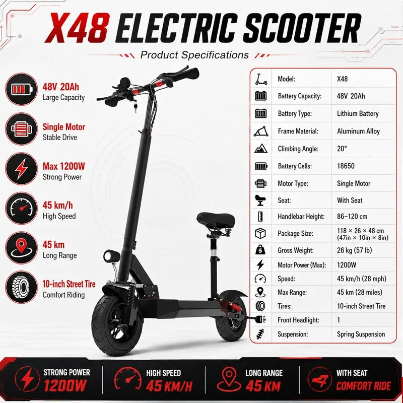 Long-Range Electric Scooter for Adults