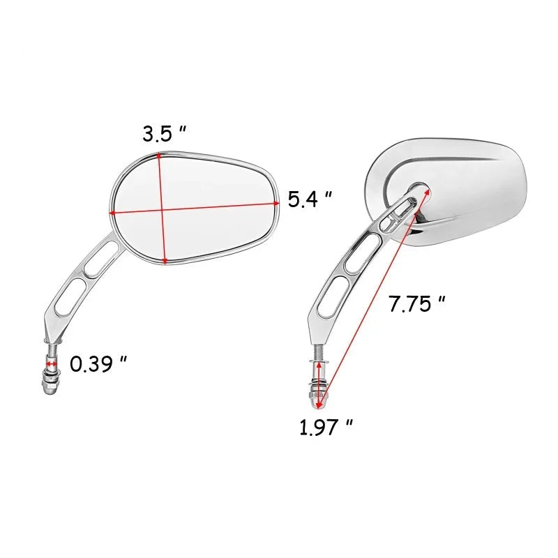 Long stem bike mirrors for improved road visibility