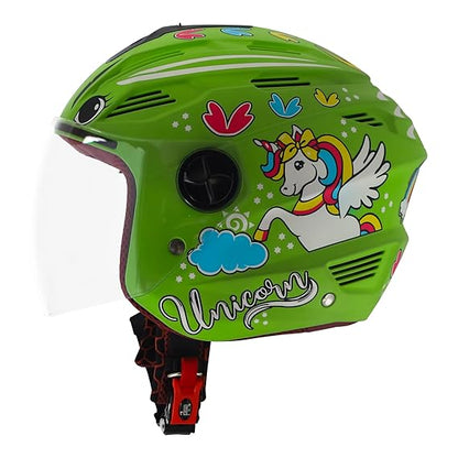 Affordable Steelbird SBA-6 Unicorn Helmet: Love Every Journey Matt Green with Clear Visor