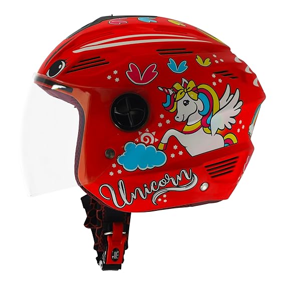 Affordable Steelbird SBA-6 Unicorn Helmet: Love Every Journey Matt Red with Clear Visor