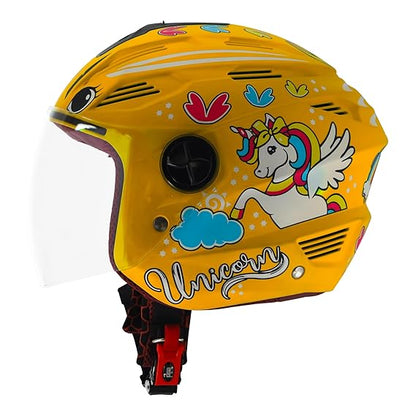 Affordable Steelbird SBA-6 Unicorn Helmet: Love Every Journey Matt Yellow with Clear Visor