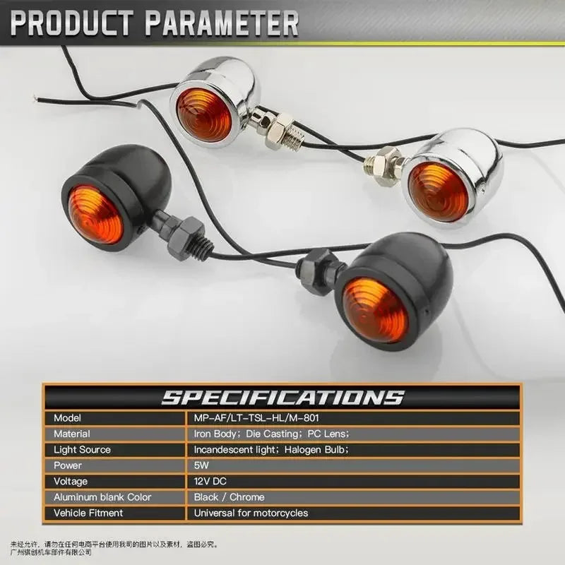 Mini LED turn indicator lights for motorcycle
