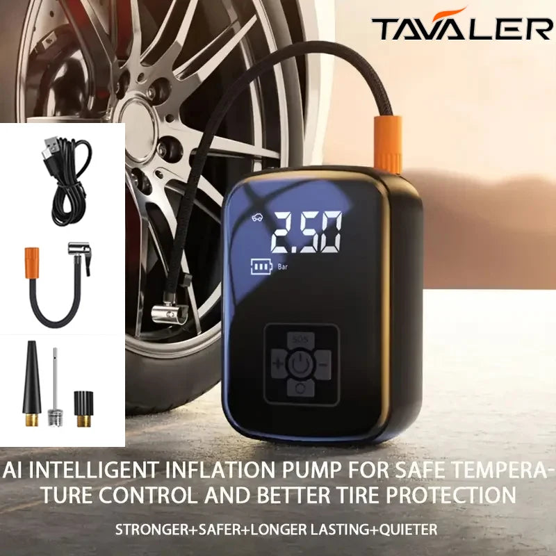 Mini electric tire inflator with digital pressure gauge