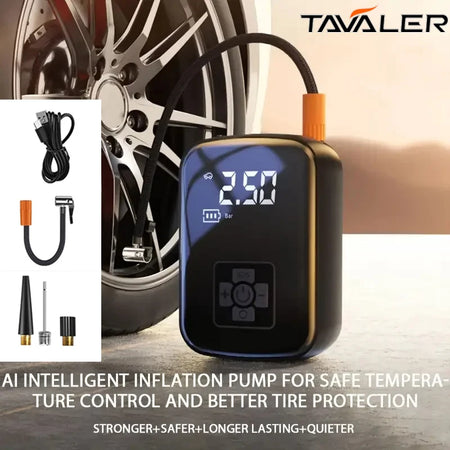 Mini electric tire inflator with digital pressure gauge