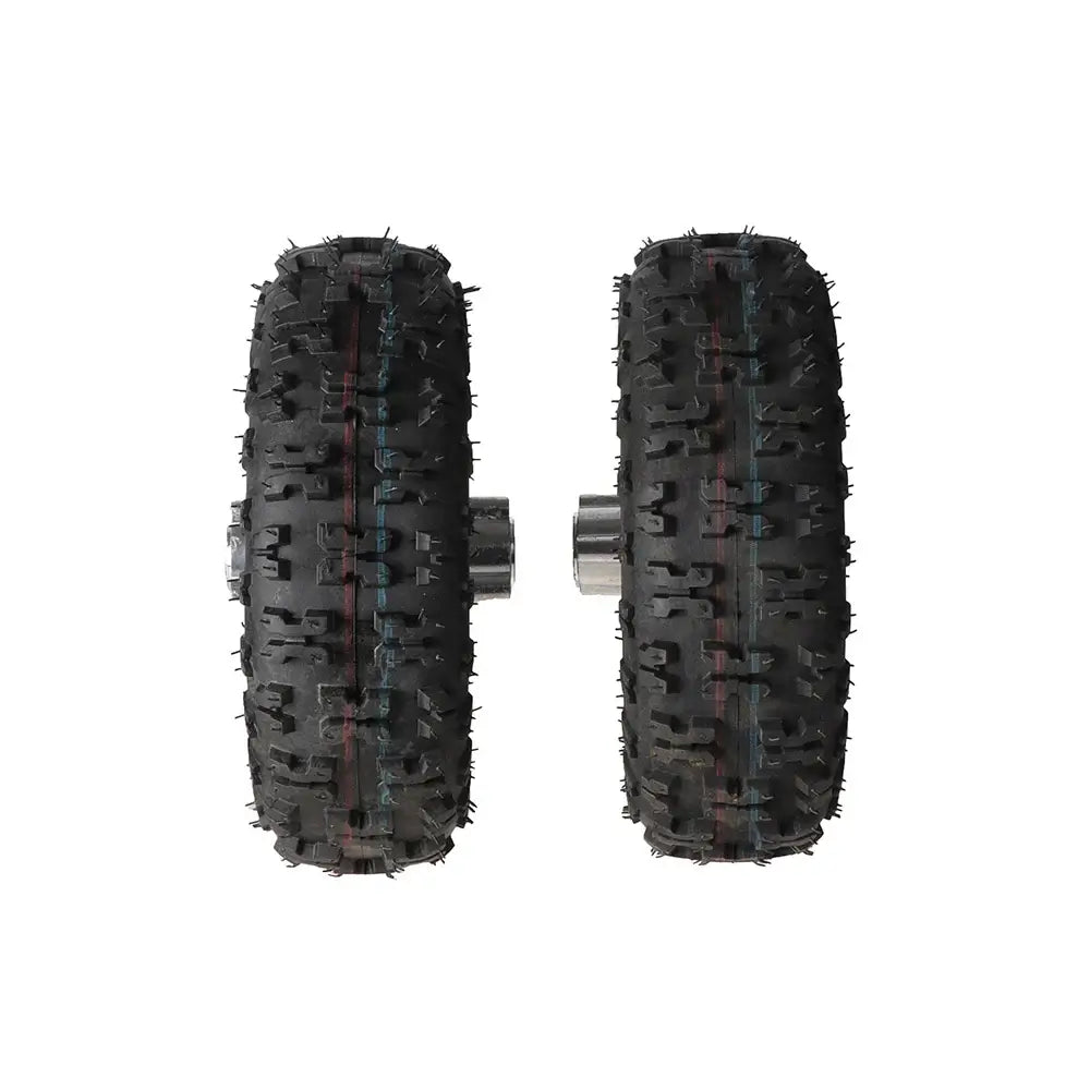 Mini quad tire installed on 49cc bike