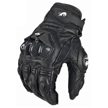   Motorcycle Leather Carbon Fiber Gloves - Windproof Protection for Riders
