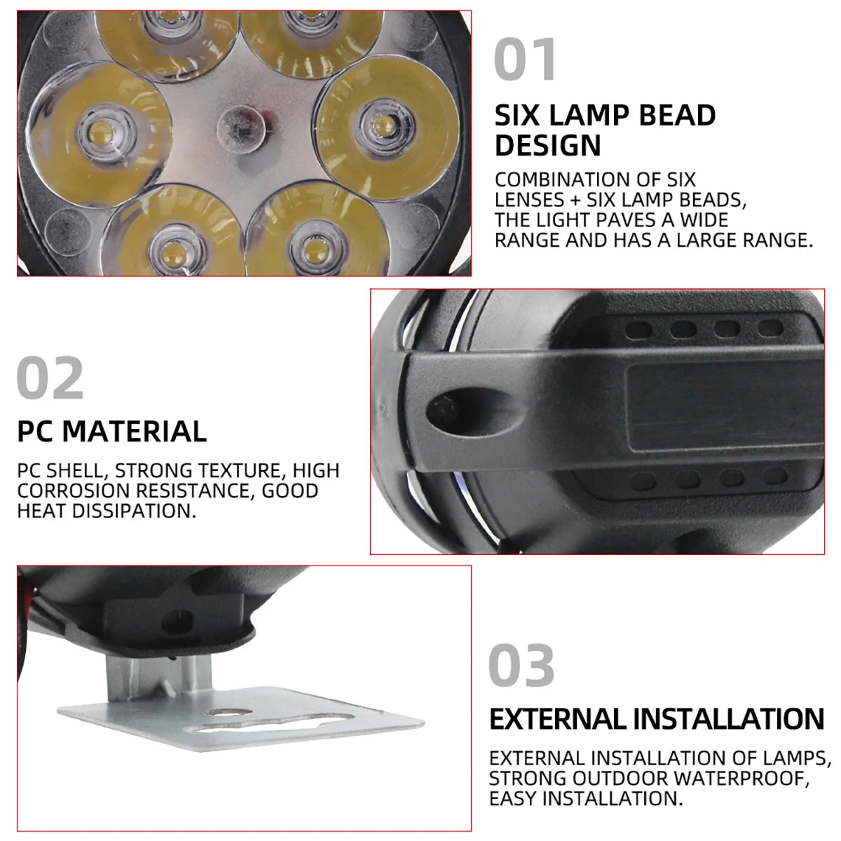 Motorcycle LED auxiliary light for night visibility