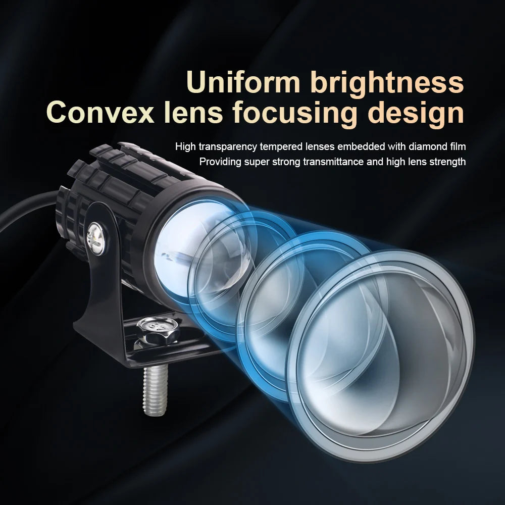 Motorcycle LED lens auxiliary front light set