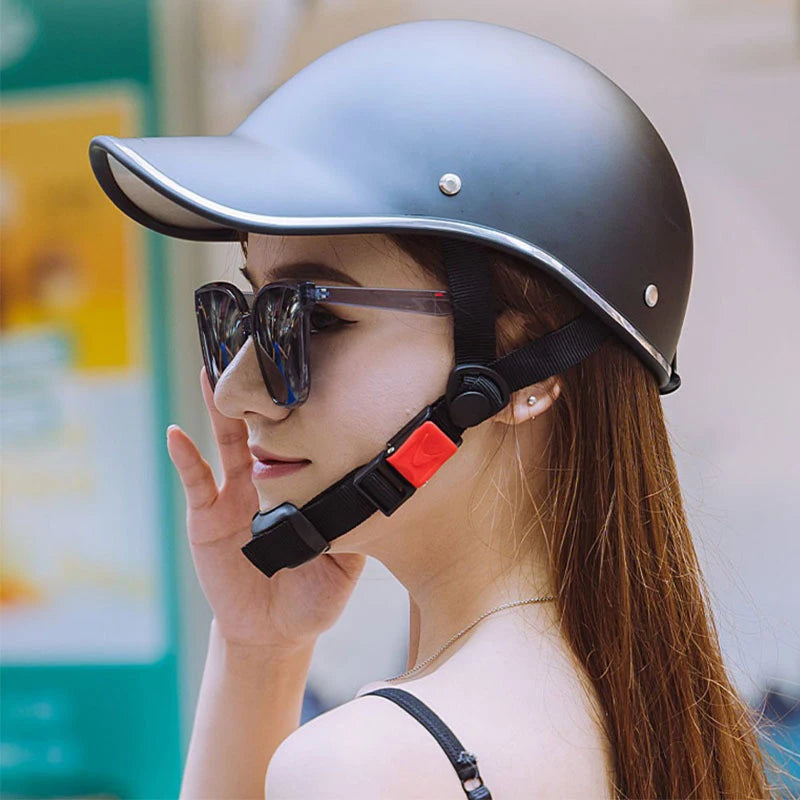 Motorcycle half helmet baseball cap