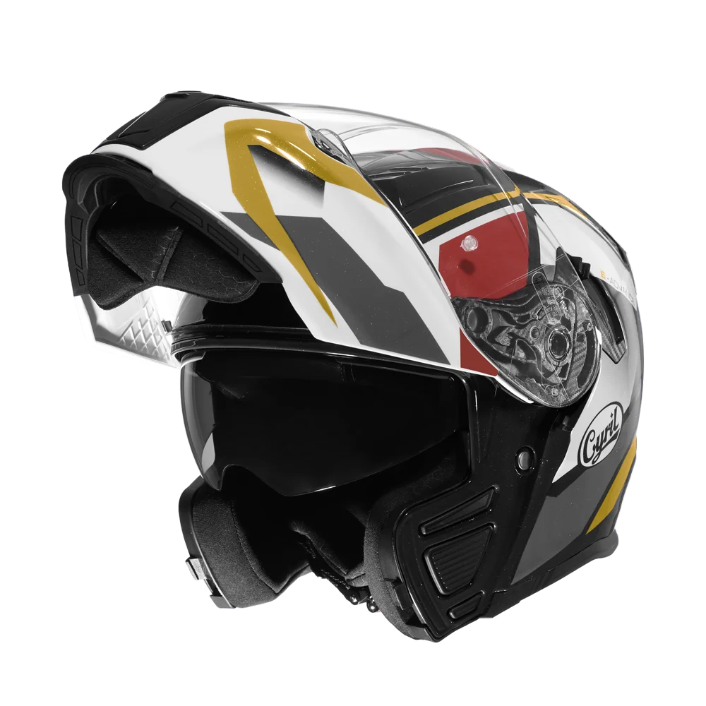 Motorcycle helmet with inner sun shield