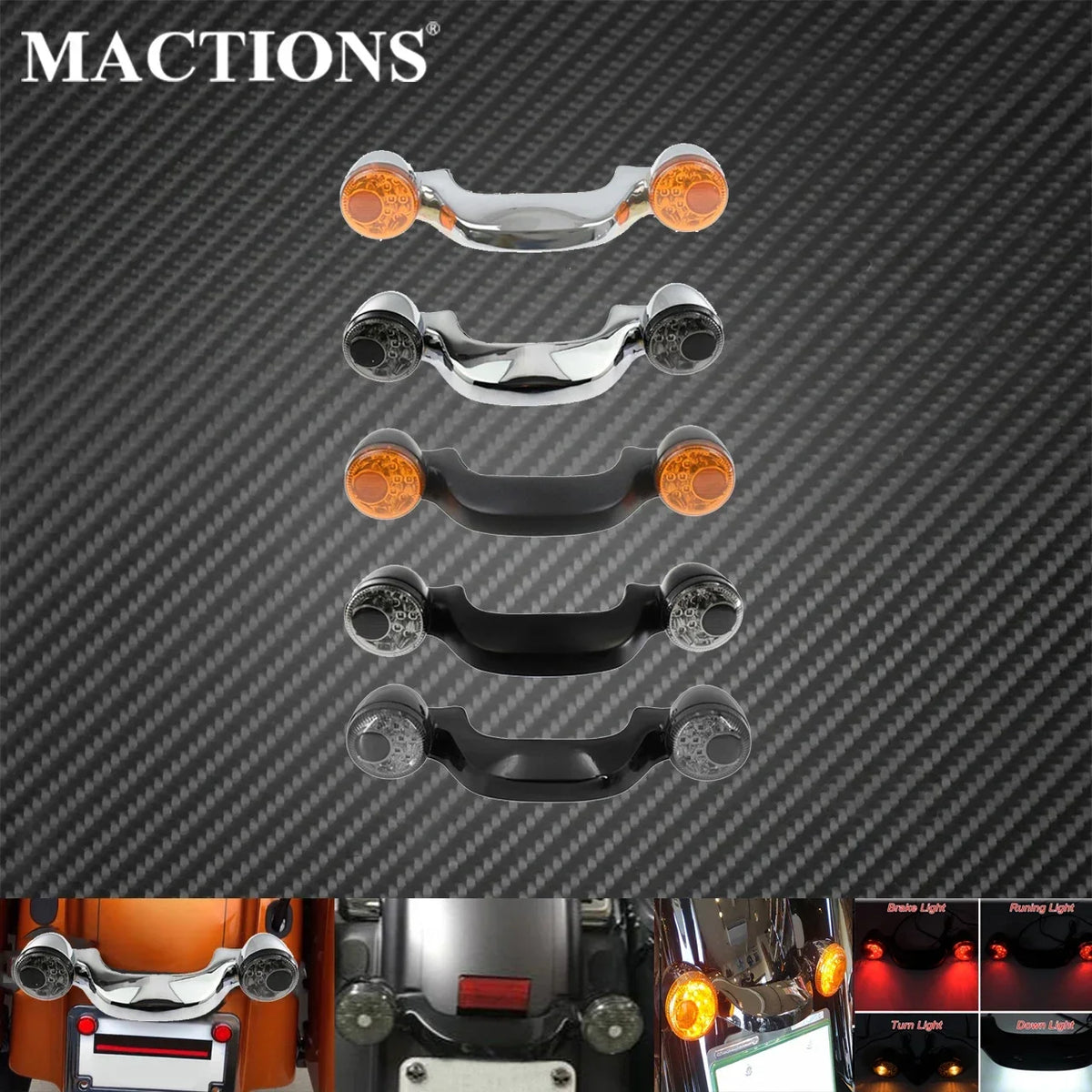 Motorcycle rear LED brake turn signal light bar