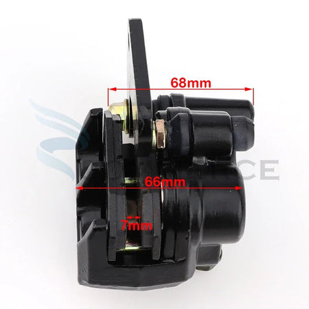 Motorcycle rear disc brake caliper with pre installed brake pads