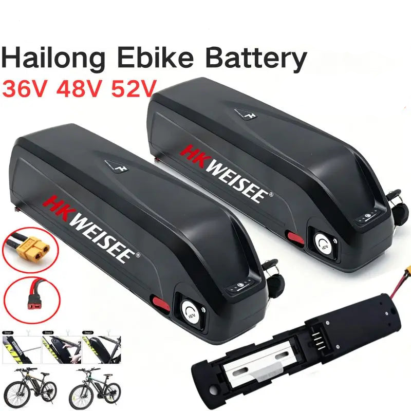 New Hailong 36V 48V 52V E-Bike Battery mounted on a Bafang motor electric mountain bike
