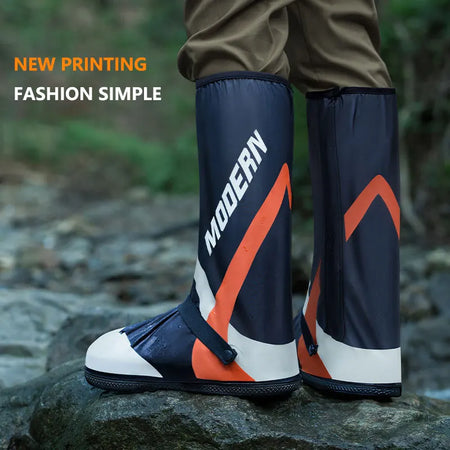Non-slip rubber sole on motorcycle rain overshoes for superior grip on slippery surfaces