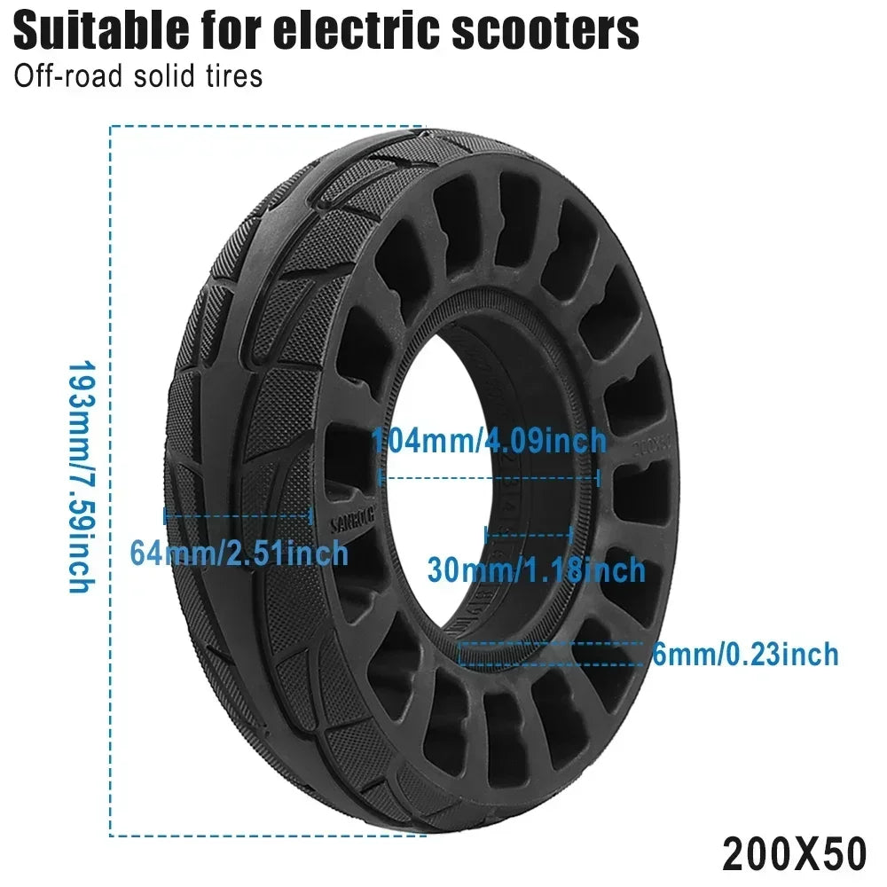 Non pneumatic 200x50 scooter tire honeycomb design