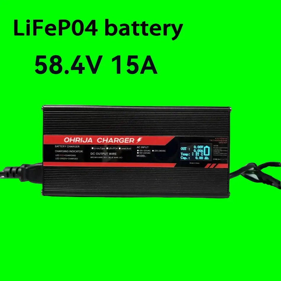 OHRIJA-58.4V-15A-High-Power-LiFePO4-Battery-Charger-Main-View
