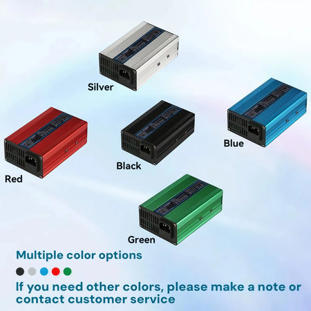 OHRIJA 18.25V 10A Quick Charger for 5S 16V LiFePO4 Battery - Aluminum Shell in multiple color options.