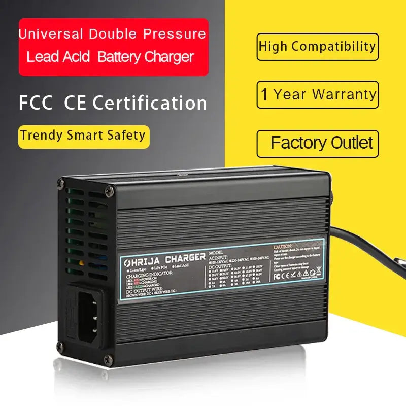 24V 10A Smart Battery Charger for 10Ah-100Ah Lead Acid, AGM & Gel Batteries Electric Wheelchair Fast Charger