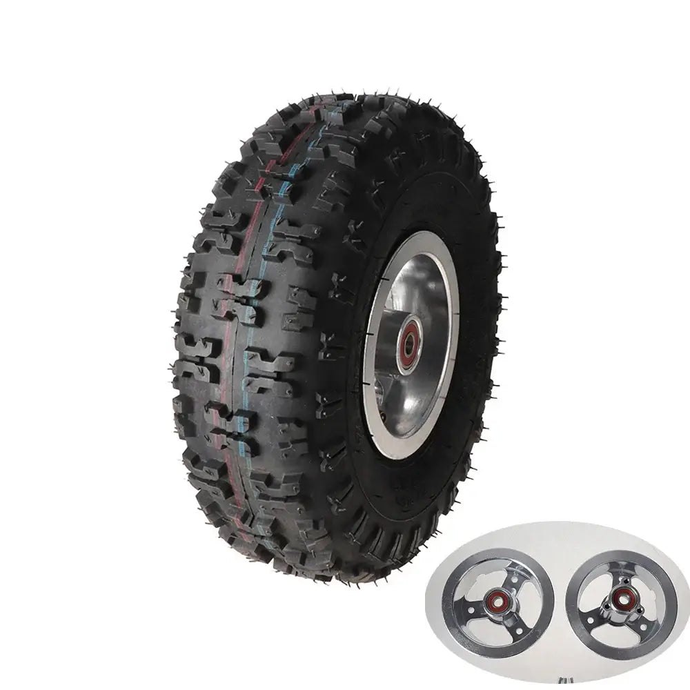 Off-road mini quad tire showing tread detail