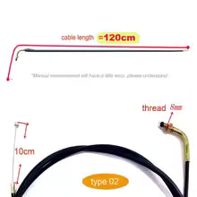 Off road motorcycle throttle cable