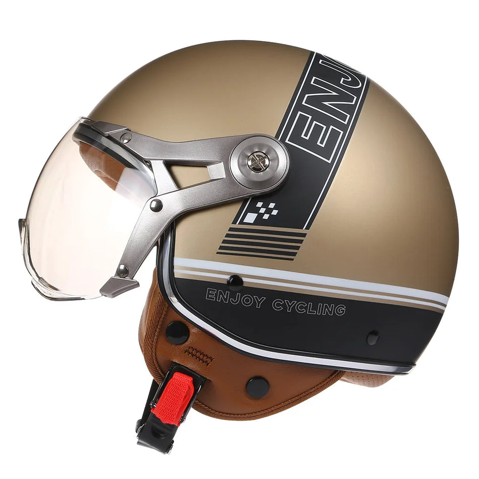 Open face motorcycle helmet with visor