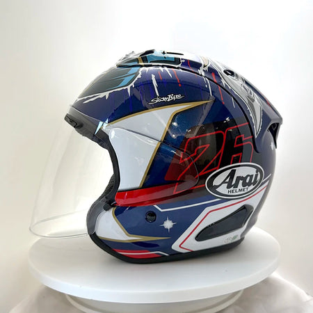 Open face racing motorcycle helmet
